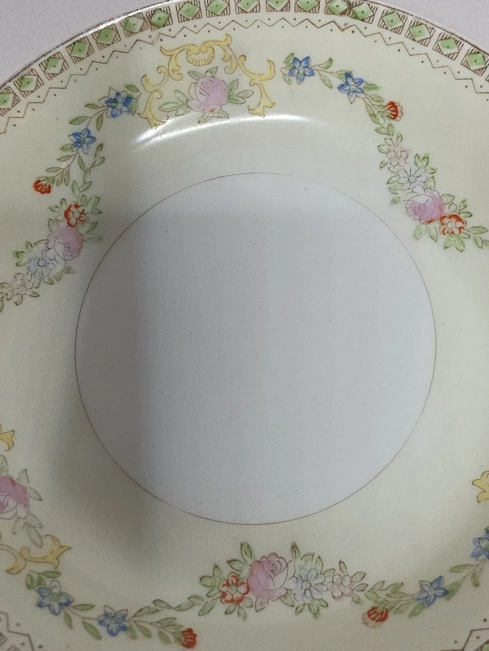 Vintage Floral Rim Porcelain Dinner Bowls By Sampy - Virginia Pattern - Set Of 2